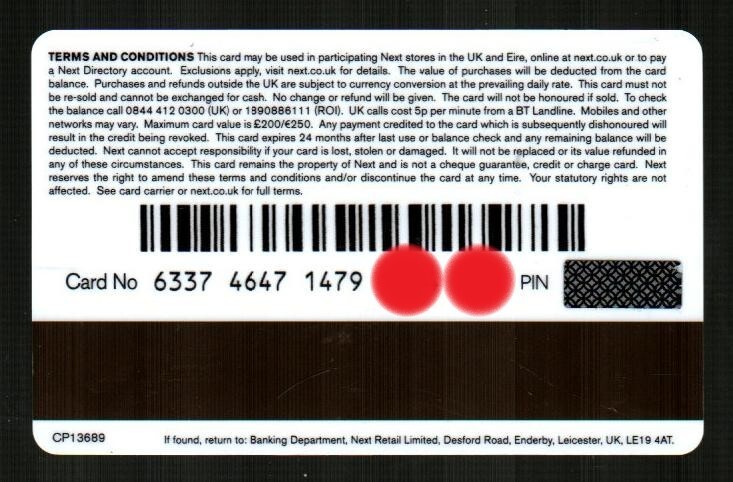 NEXT Classic Logo Over Blue Dots ( 2013 ) Gift Card ( $0 )