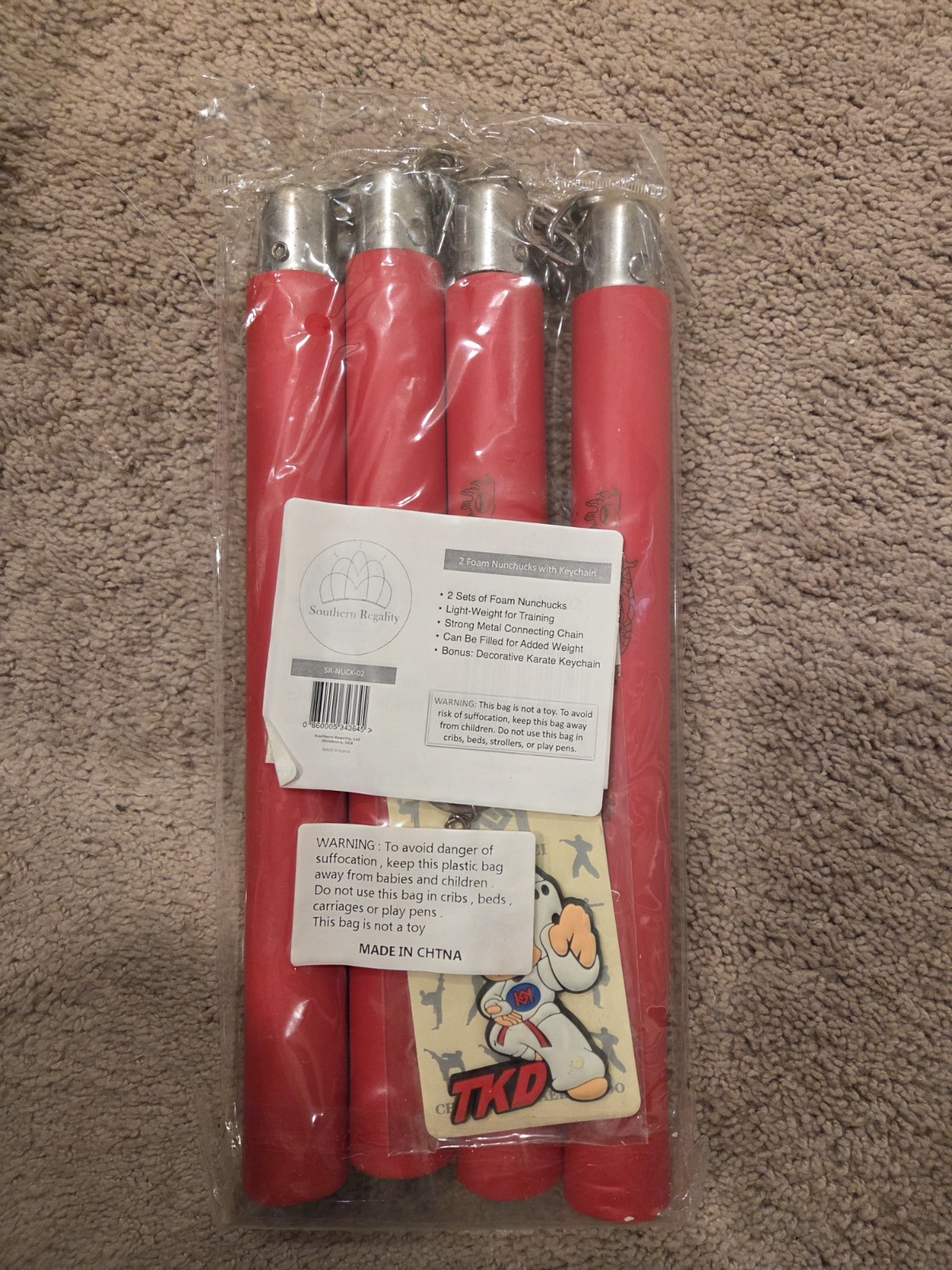 NEW Set Of 2 Foam Nunchucks RED