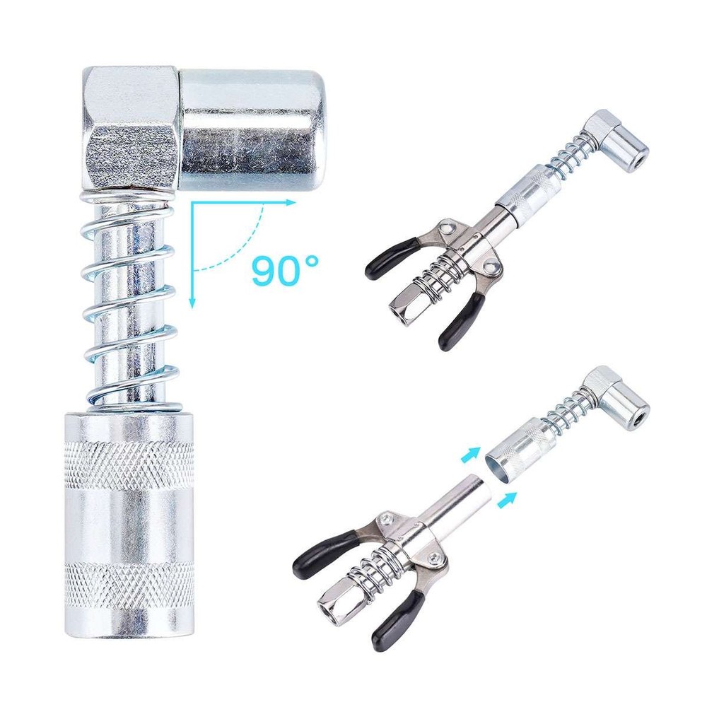 4Pcs Grease Gun Fitting Tool Kit 90 Degree Coupler Adapter Dispenser Needle Tips