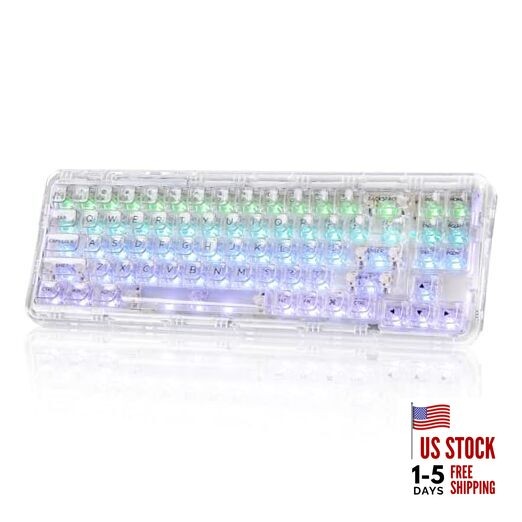 X71 Wireless Hot Swappable Transparent Mechanical Crystal Ice Switch White