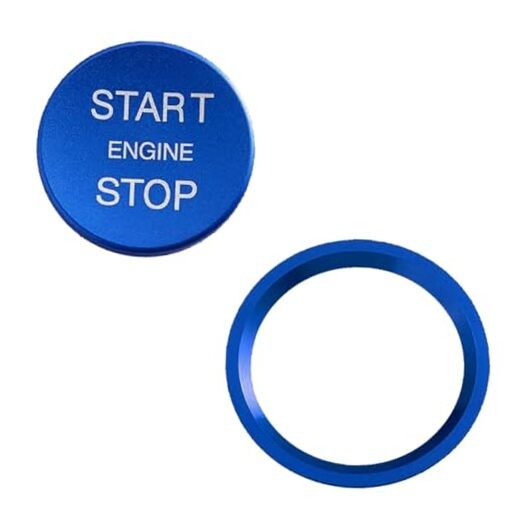 Car Engine Start Button Cover Blue Aluminum Alloy Decoration