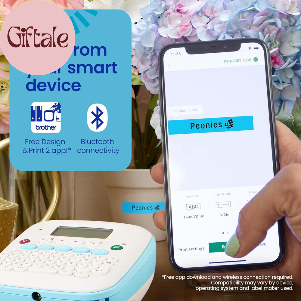 P-Touch PT-N25BT Personal Connected Label Maker, Bluetooth, Design&Print2 App, P