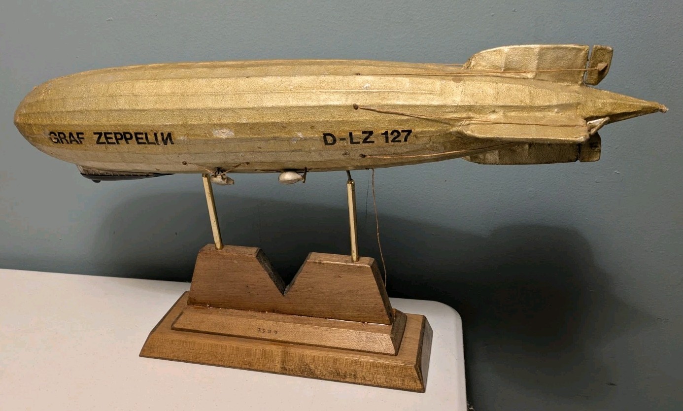 Antique Handmade LZ-127 Graf Zeppelin Germany Paper & Wood Model 1928 AJ