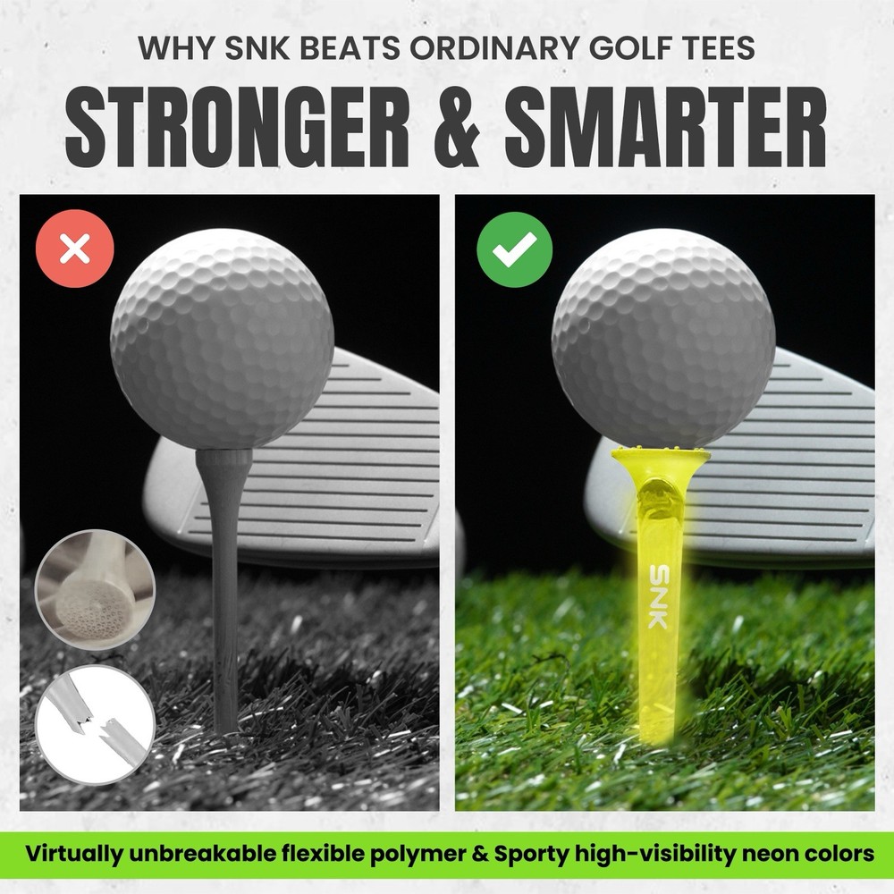 SNK Golf Tees (3 Pack-21pcs) – Virtually Unbreakable Plastic – Long Drive