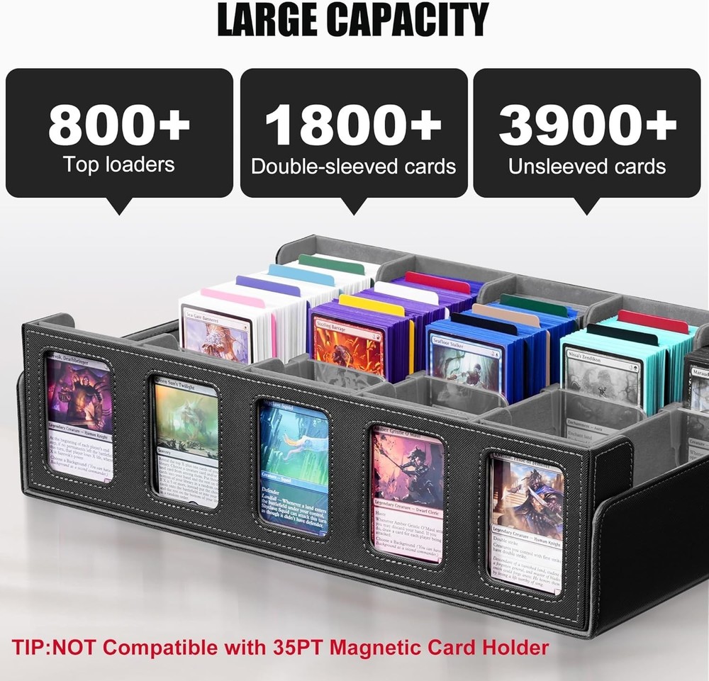 Trading Card Storage Box with Commander Display, 5-Row Deck Case with Removab...