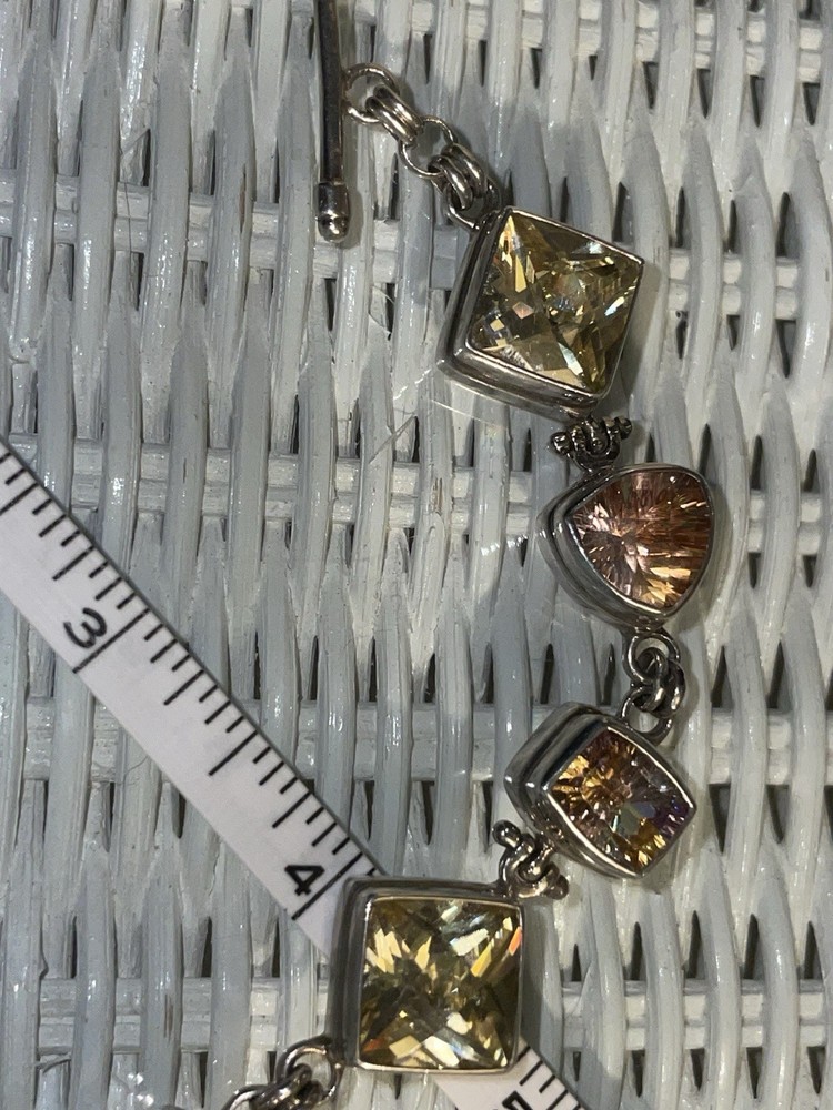 Sarda Multi Quartz Sterling Silver Toggle Bracelet 7.25"