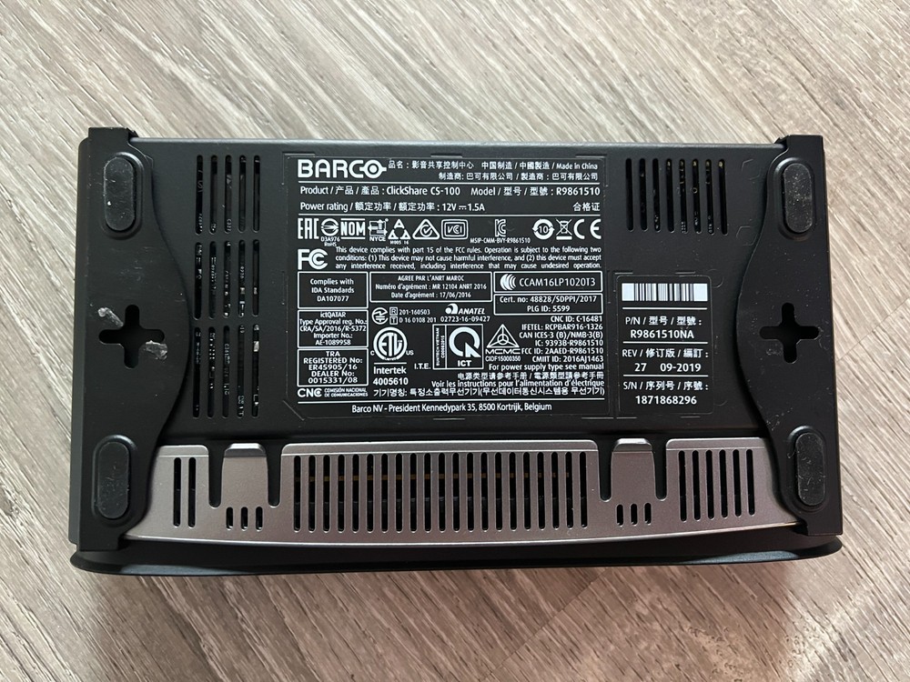 Barco ClickShare CS-100 Wireless Presentation System R9861510