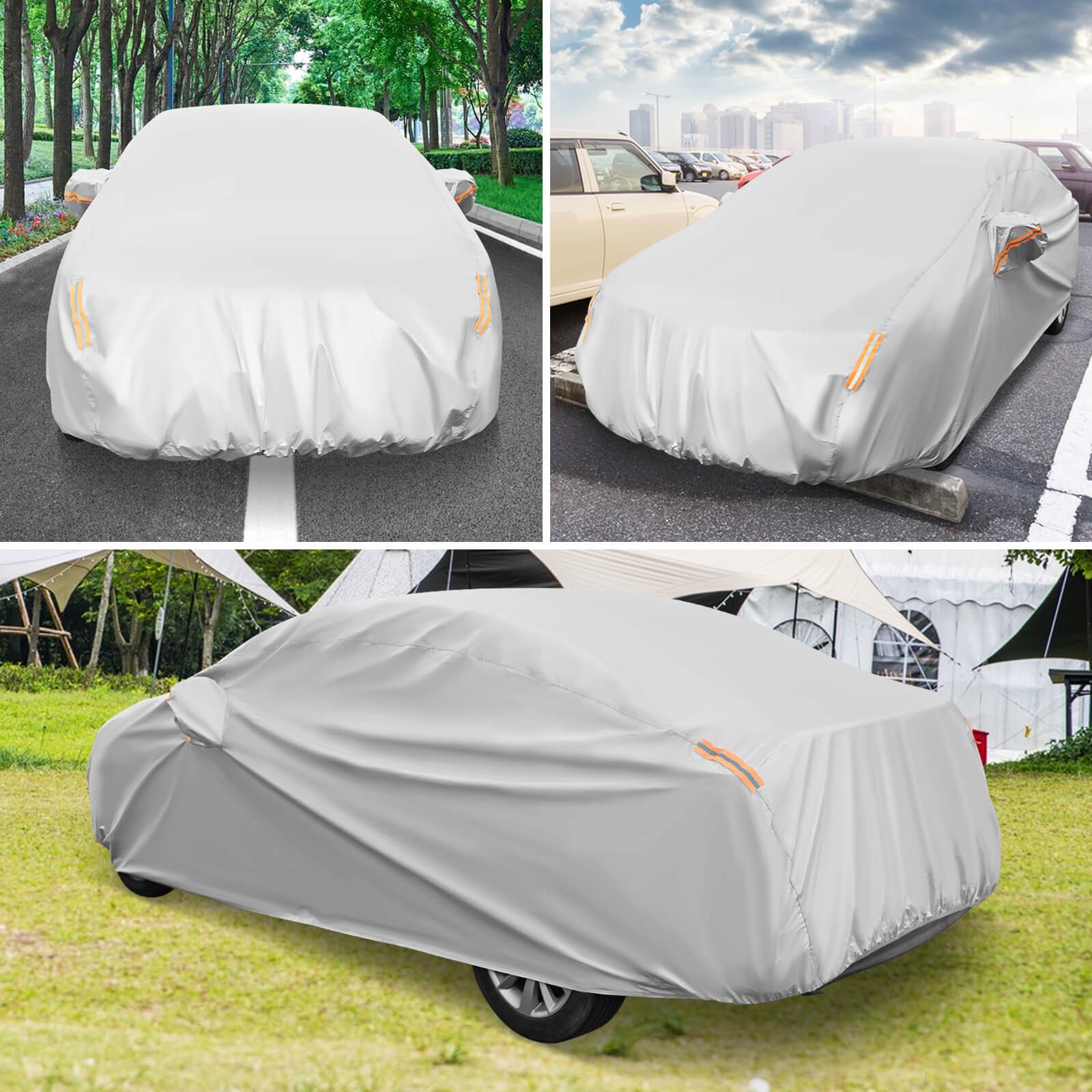 185" Car Cover for Automobiles Outdoor Full Cover with Cotton Lining Waterproof