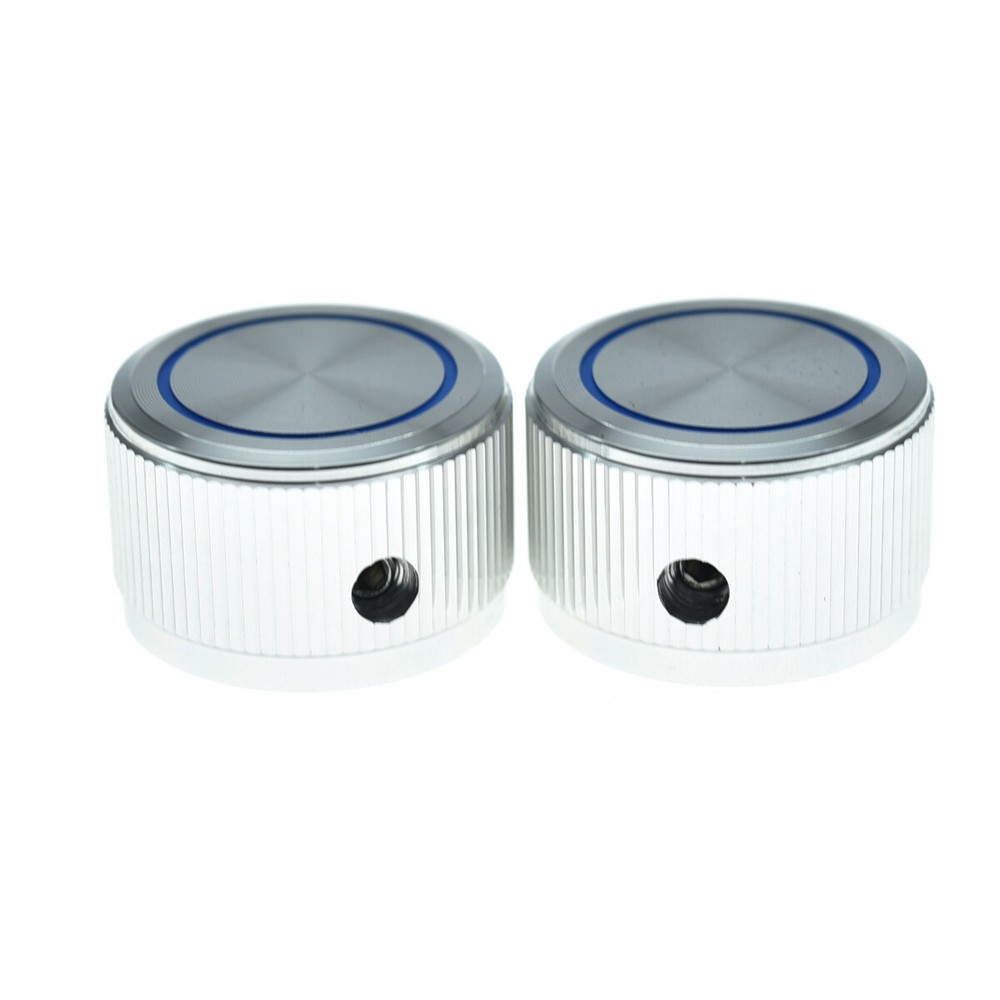 4-PACK Set Screw Metal Pot Knobs 1/4" (6.35mm) Control Knobs with Blue Circle