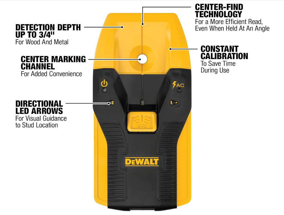 DEWALT Stud Finder, 3/4”, Locate Framing Studs Efficiently with LED Arrows, Idea