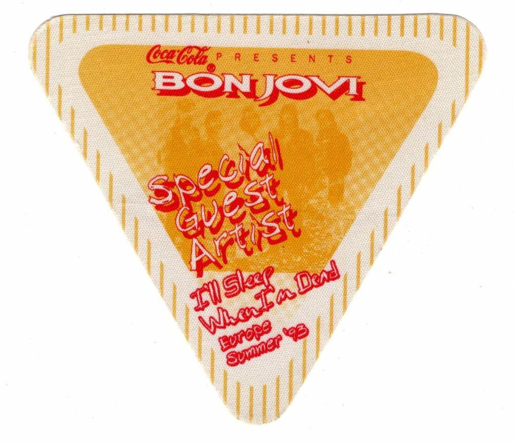BON JOVI EUROPE SUMMER 1993 I'LL SLEEP WHEN I'M DEAD SPECIAL GUEST ARTIST PASS