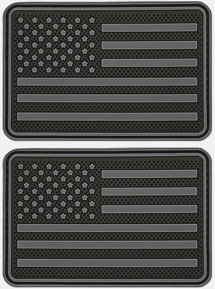 USA American Flag PVC Rubber Patch || 2PC  3"x2" PVC HOOK BACKING