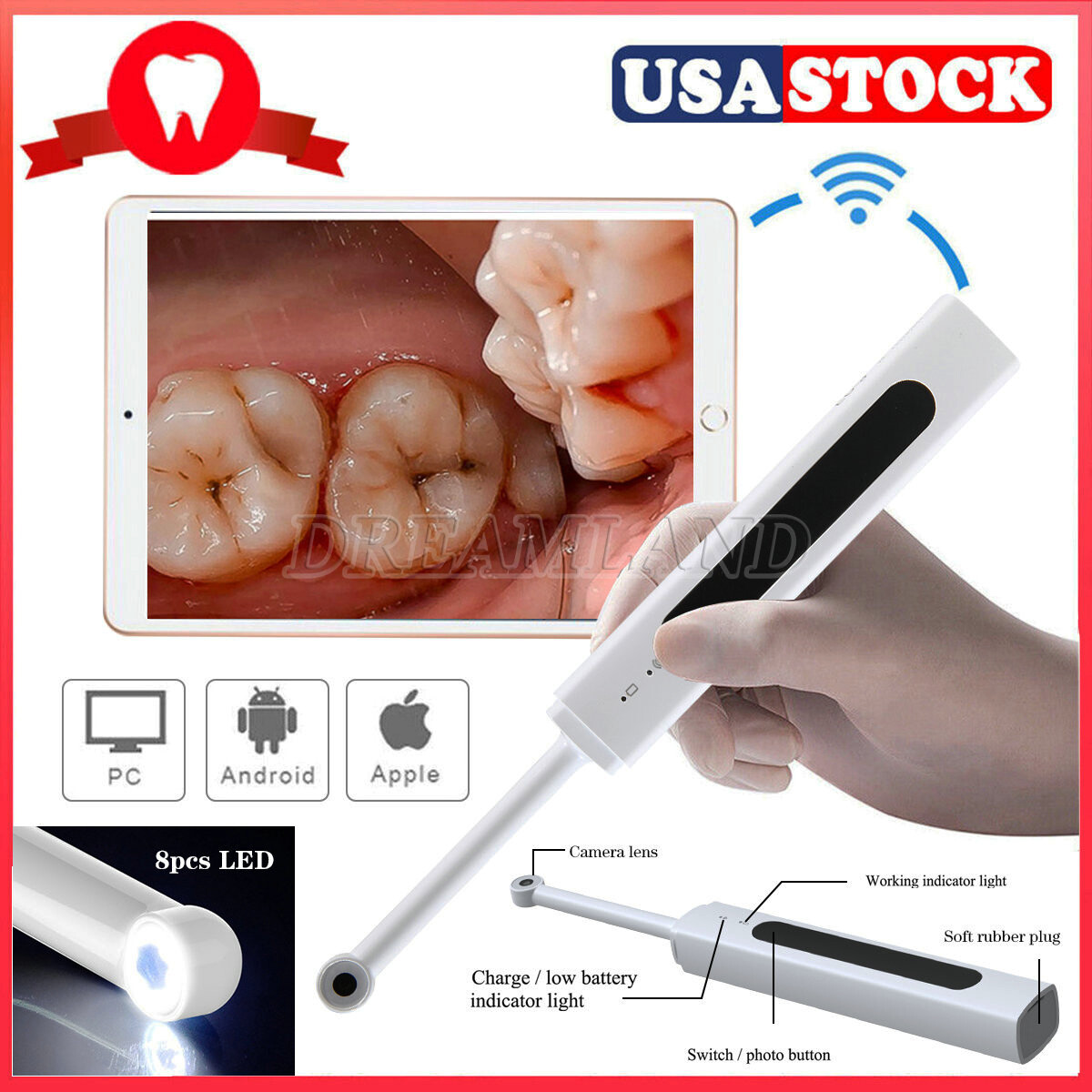 Dental Camera Intra Oral Odontologia Camara Intraoral Endoscope Inspect Tooth US