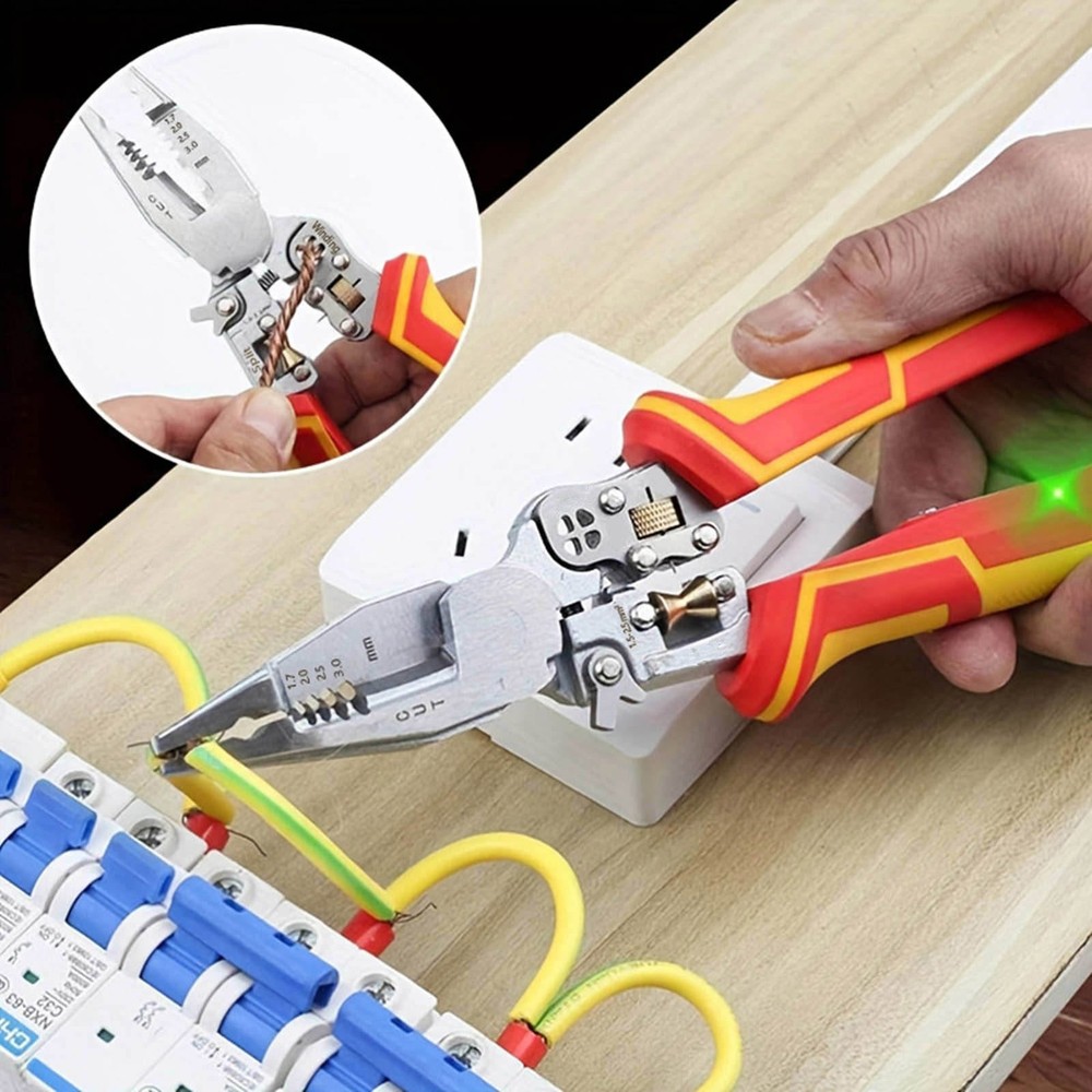Voltage Tester Wire Stripper Pliers Multi Tool for AC DC Wire Twisting Cutting