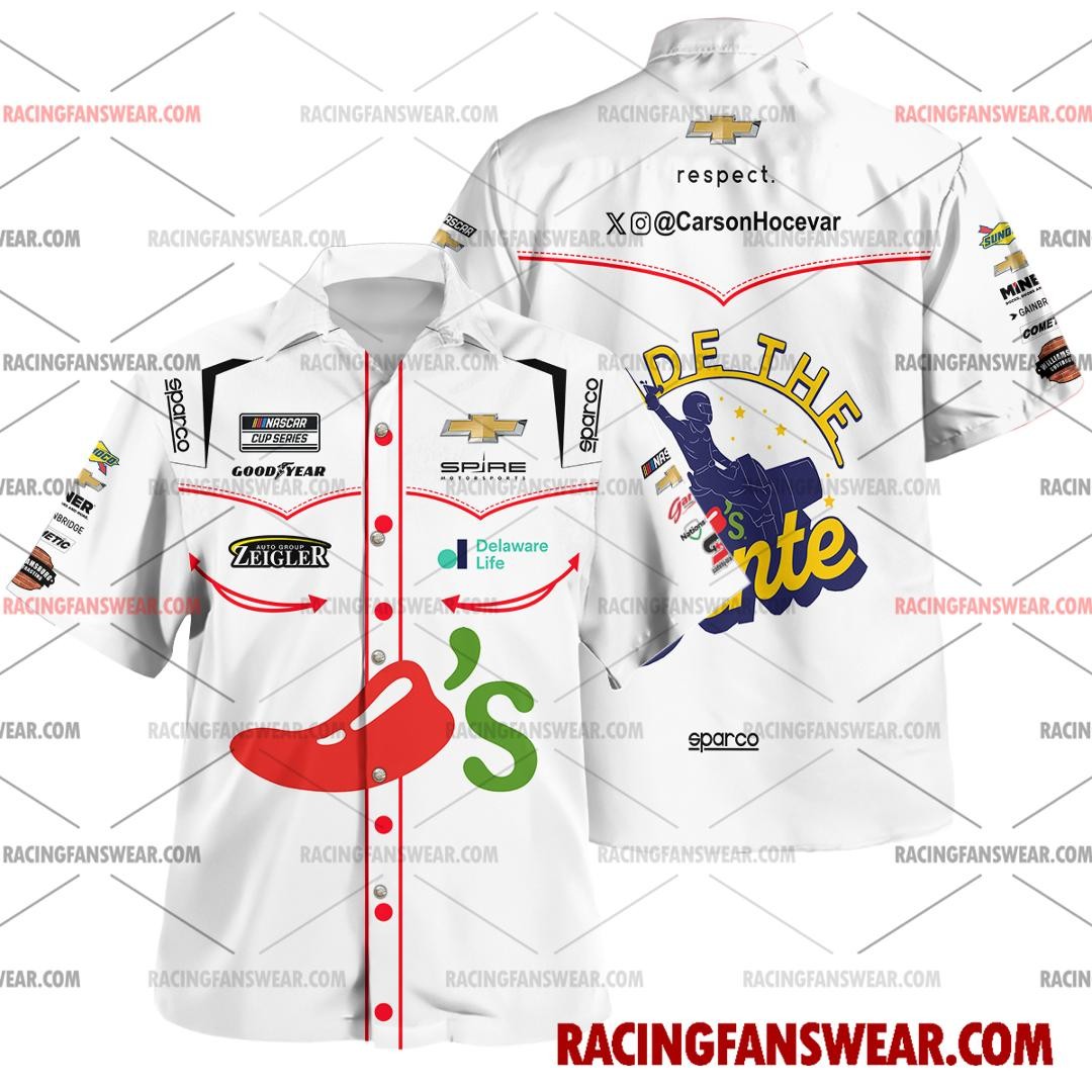 Carson Hocevar Nascar Racing 2025 Uniform Apparel Clothes Hawaiian Polo Shirts
