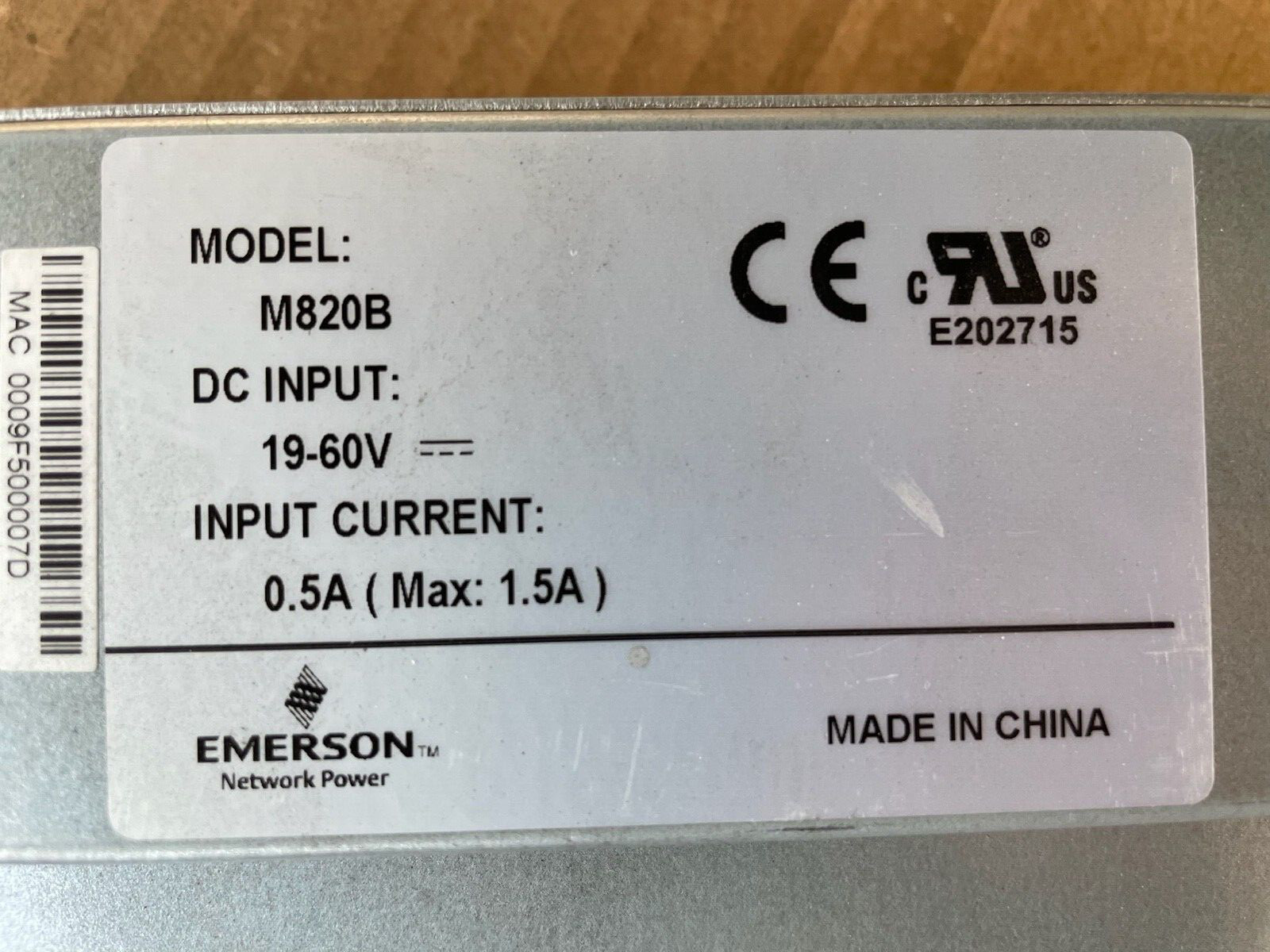 Emerson M820B, BMP 903 090/1 BMP903090/1 DC PSU Input 19-60V Input Current 0.5A