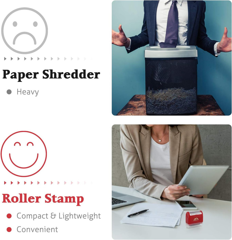 Moko Identity Theft Protection Stamp Roller, Refillable Self Inking Wide Roller
