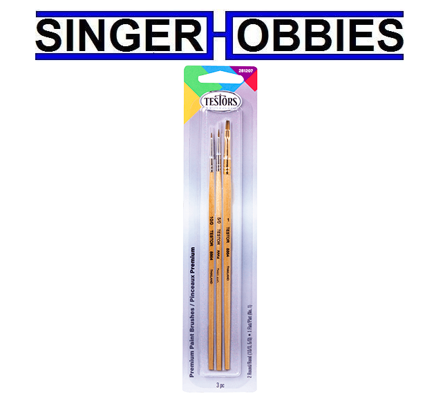 Testors TES281207 3 Piece Premium Assorted Brush Set HH