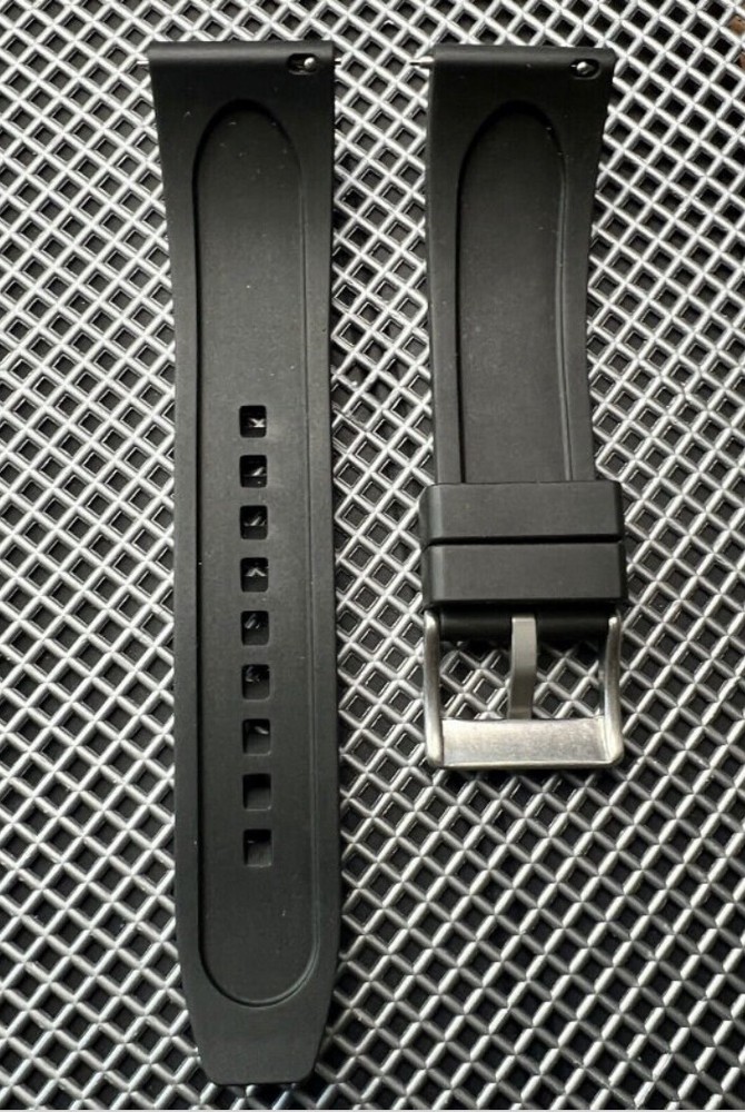 BLACK Vulcanized Caoutchouc rubber Strap Band Straight Edge Quick Release