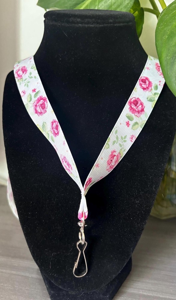 Pink Roses 18” Ribbon Lanyard
