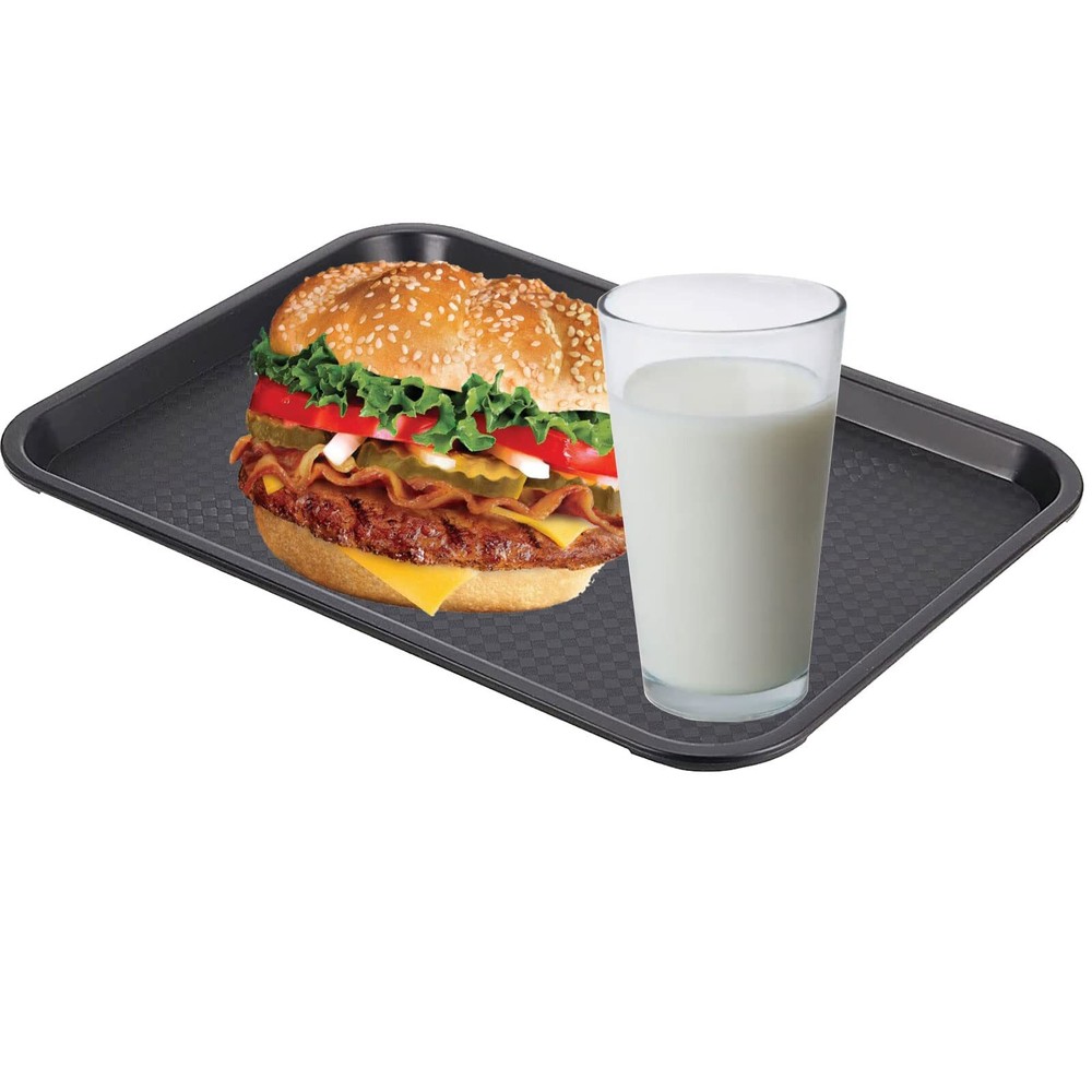 14 x 10 Inch Plastic Fast Food Tray, Rectangular Plastic Cafeteria Trays 15 PCS