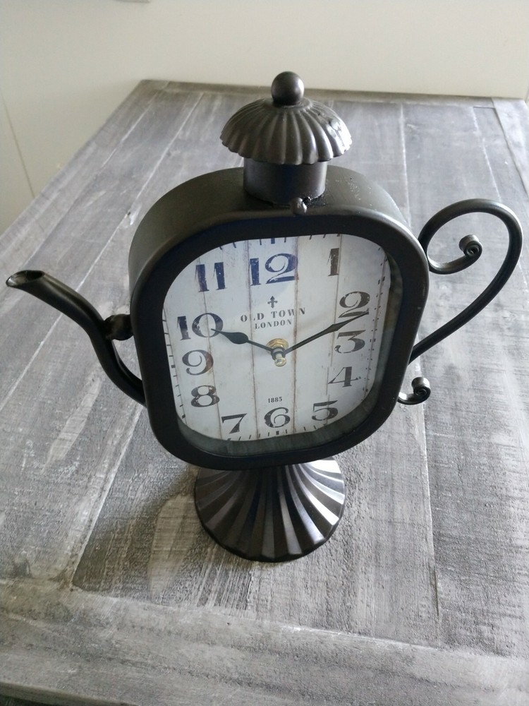 Zimlay Rustic Teapot Clock Expresso Color New Table Top Clock