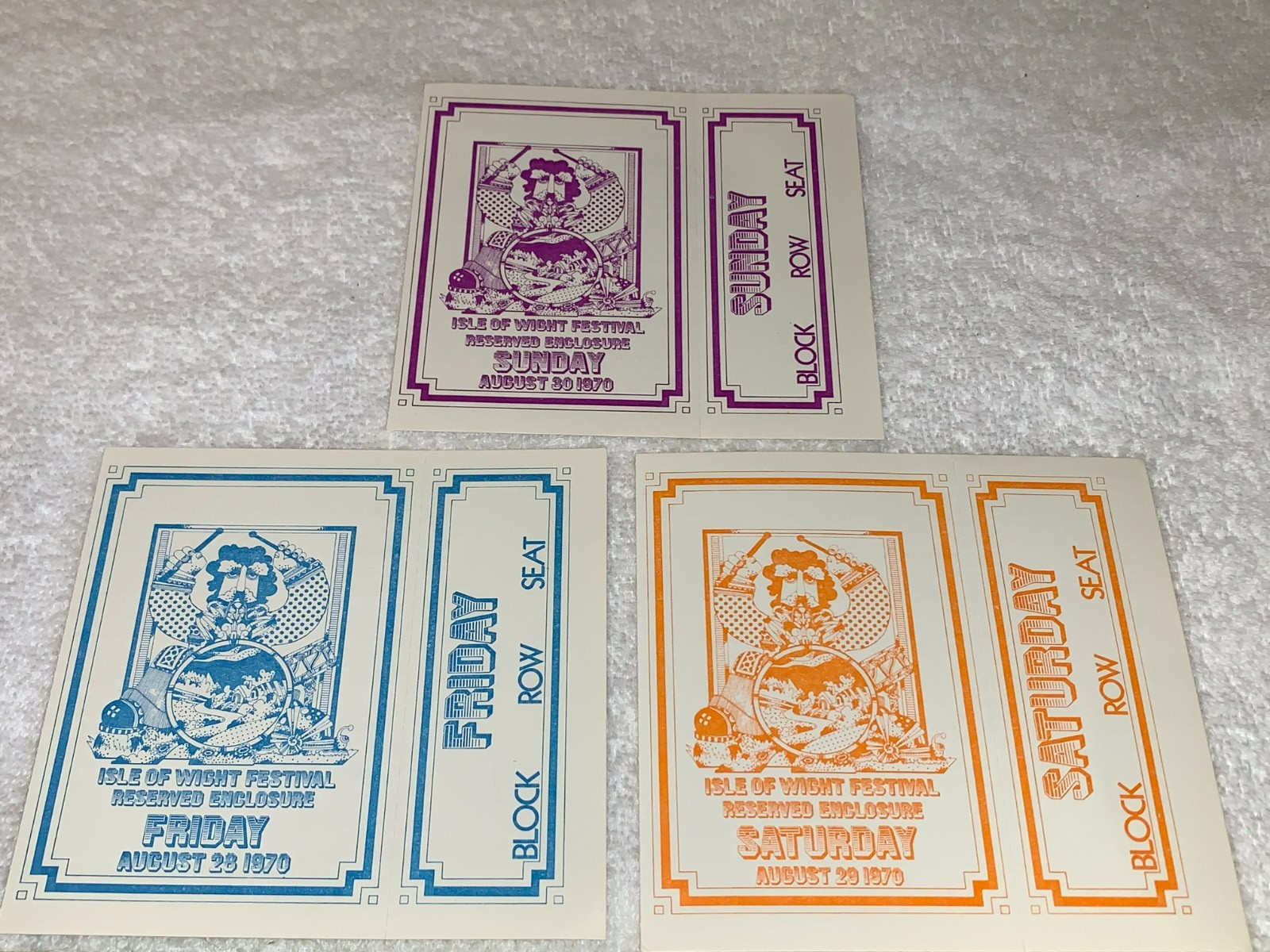 JIMI HENDRIX THE DOORS THE WHO 3 Isle Of Wight 1970 Festival Concert Tickets U.K