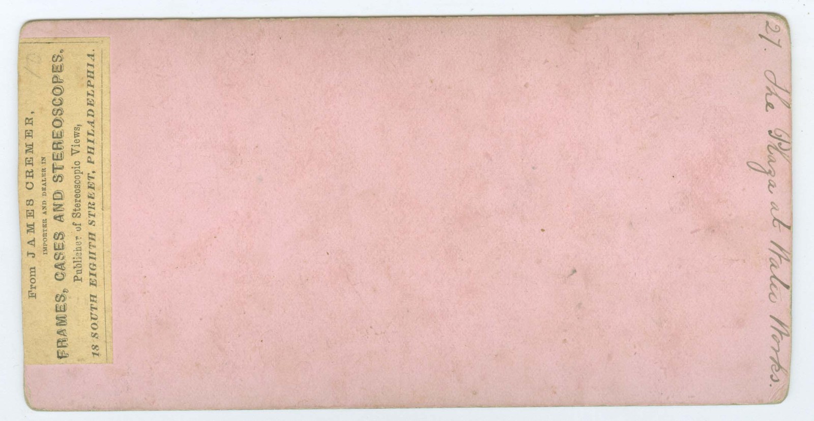 G2227~ PHILADELPHIA – Plaza at Waterworks c.1870s Stereoview