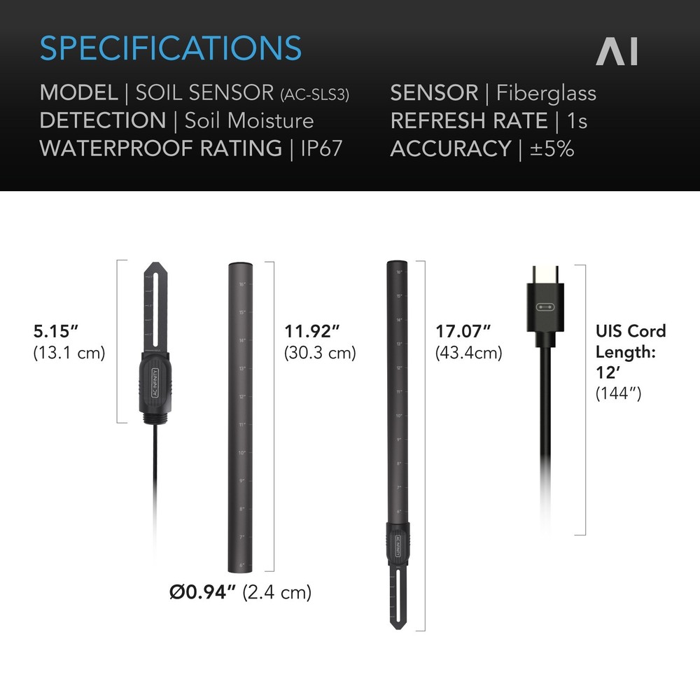 Soil Sensor Probe Exclusively for Controller AI+, IP67 Moisture Monitoring