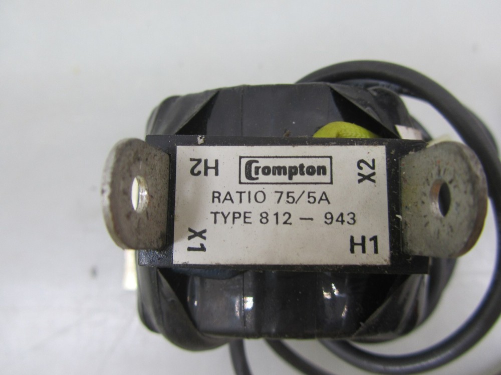 CROMPTON 812-943 CURRENT TRANSFORMER 75/5A, USED