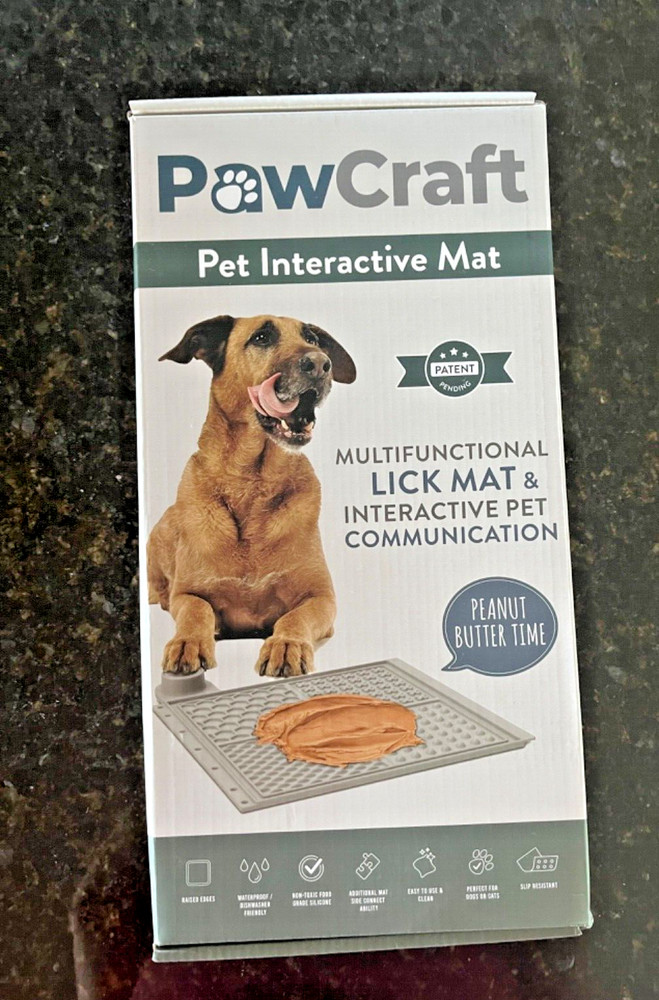 PawCraft Pet Interactive Communication Lick Mat & 1 Recordable Button - open box