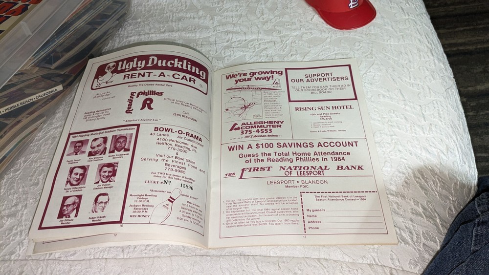 1984 Reading Phillies Minor League Baseball Program Scorebook