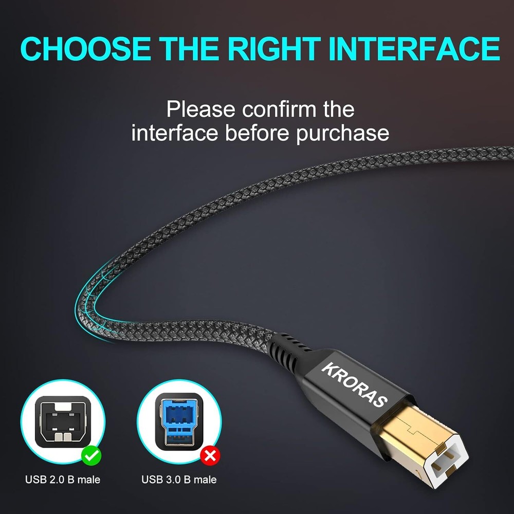 USB B to USB C Printer Cable 10 Feet, USB C Printer Cable