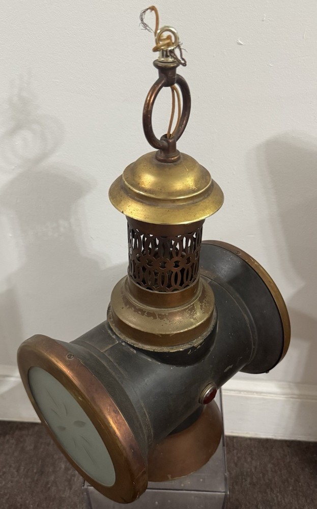 Antique Dbl Sided Railroad Lantern Lamp