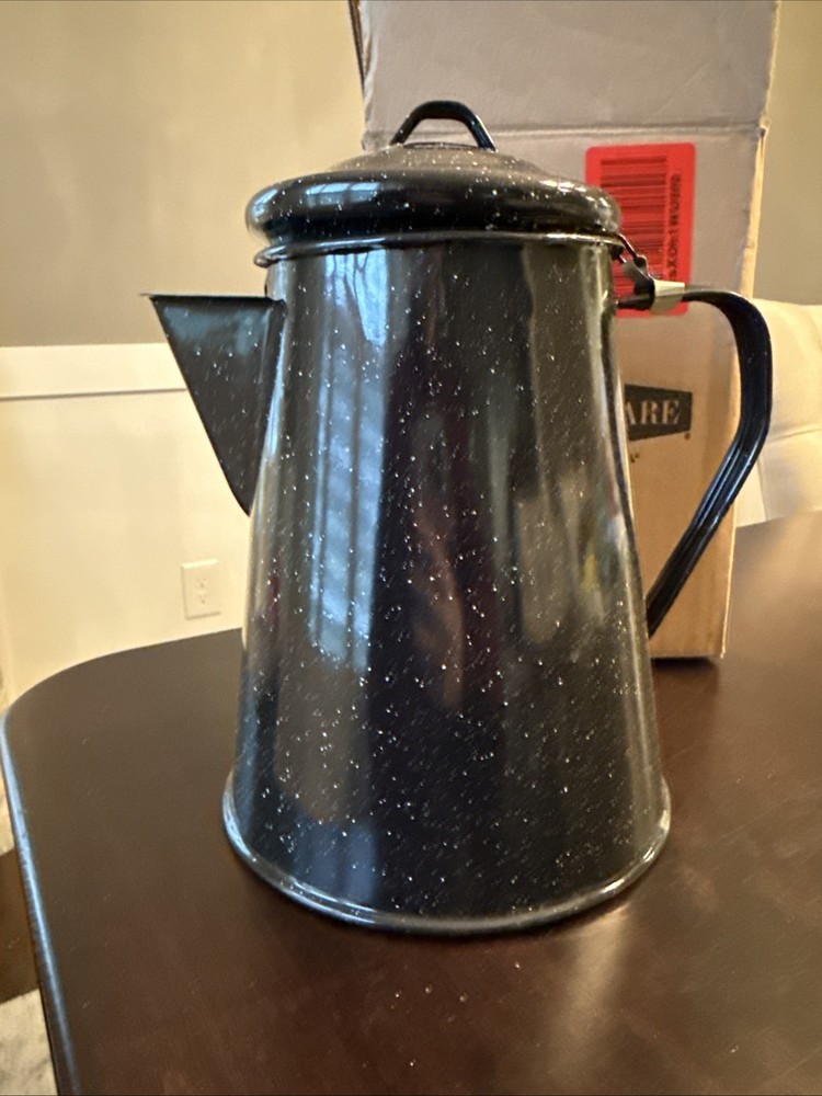 Granite Ware Coffee Boiler, 12 Cup - Speckled Black