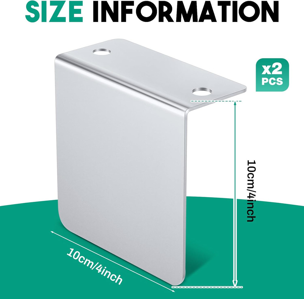 2 Pack Chrome L Bracket Universal 4" X 4" Flat Permit Panel Permit Sticker Holde