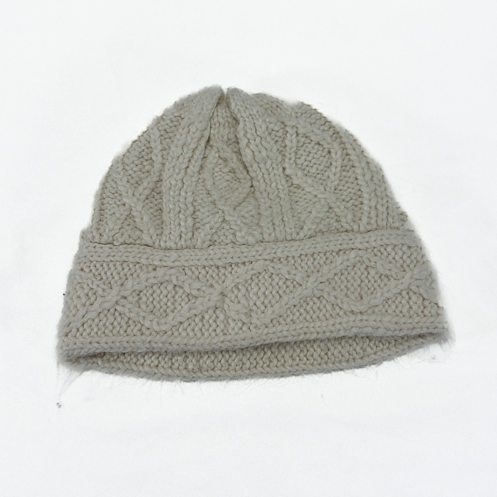 90's Cable Knit White Beanie GAP OS