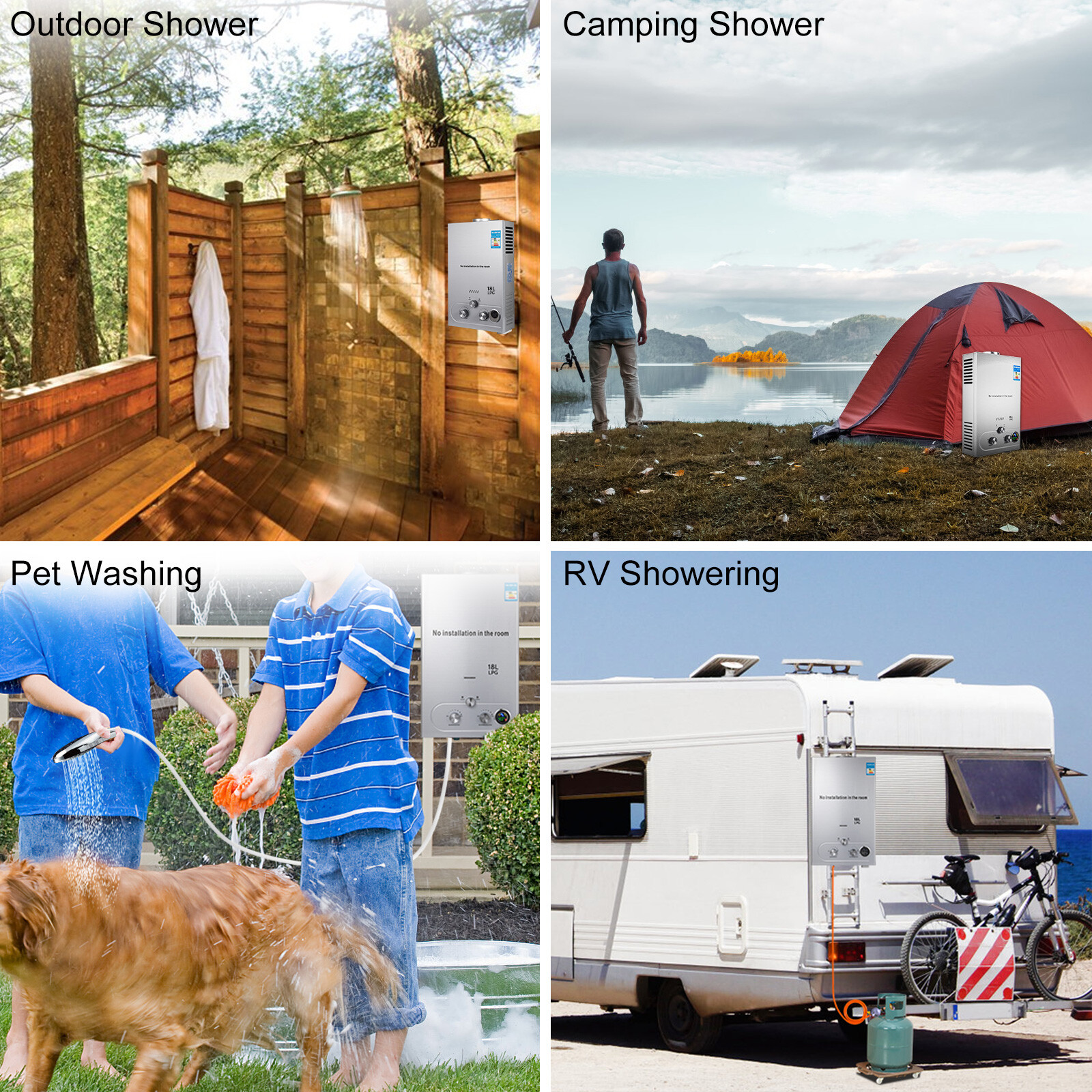 18L Propane Gas LPG Tankless Hot Water Heater 5GPM Instant Boiler w/ Shower Kit