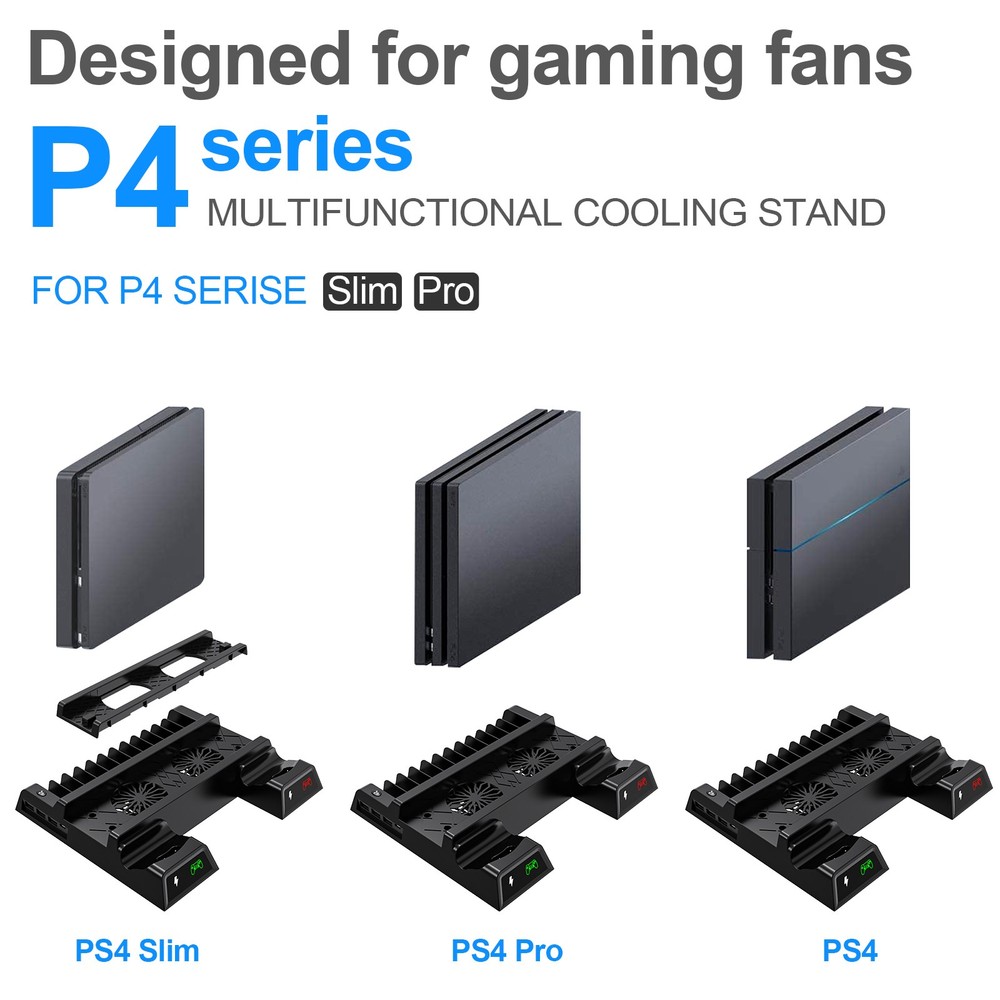 Vertical Stand For PS4/Pro/Slim Controller Cooling Fan Dual Charging DockStation
