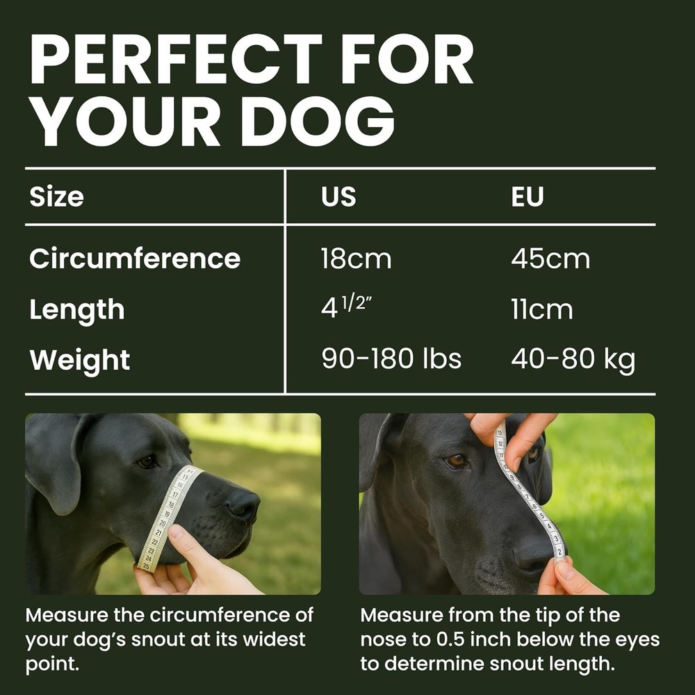 Adjustable Muzzle for Great Dane and Large Breeds - Safe & Breathable