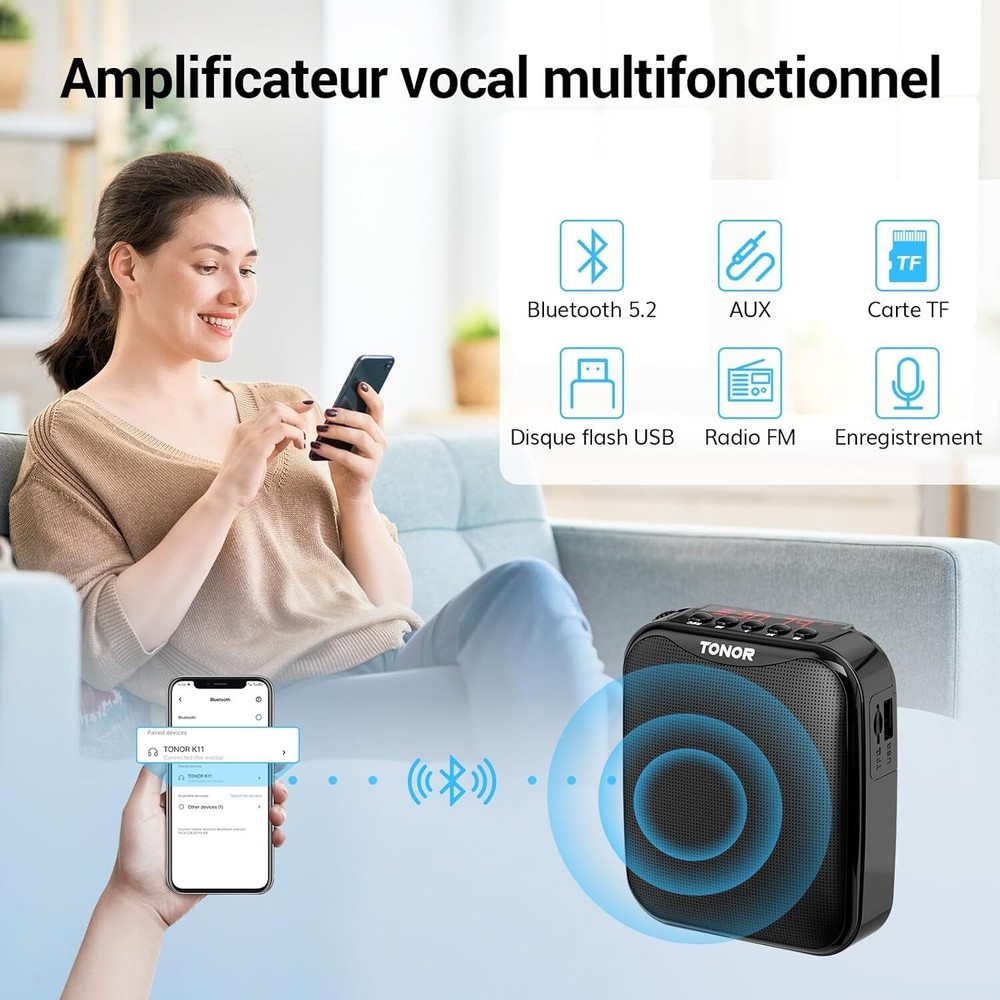 W WINBRIDGE 25W Bluetooth Voice Amplifier with Two Wireless Headset Microphones