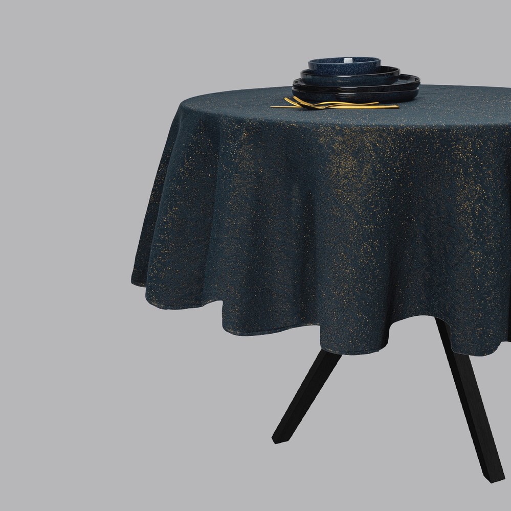 70" Round Tablecloth, Navy and Gold Celestial,NEW！