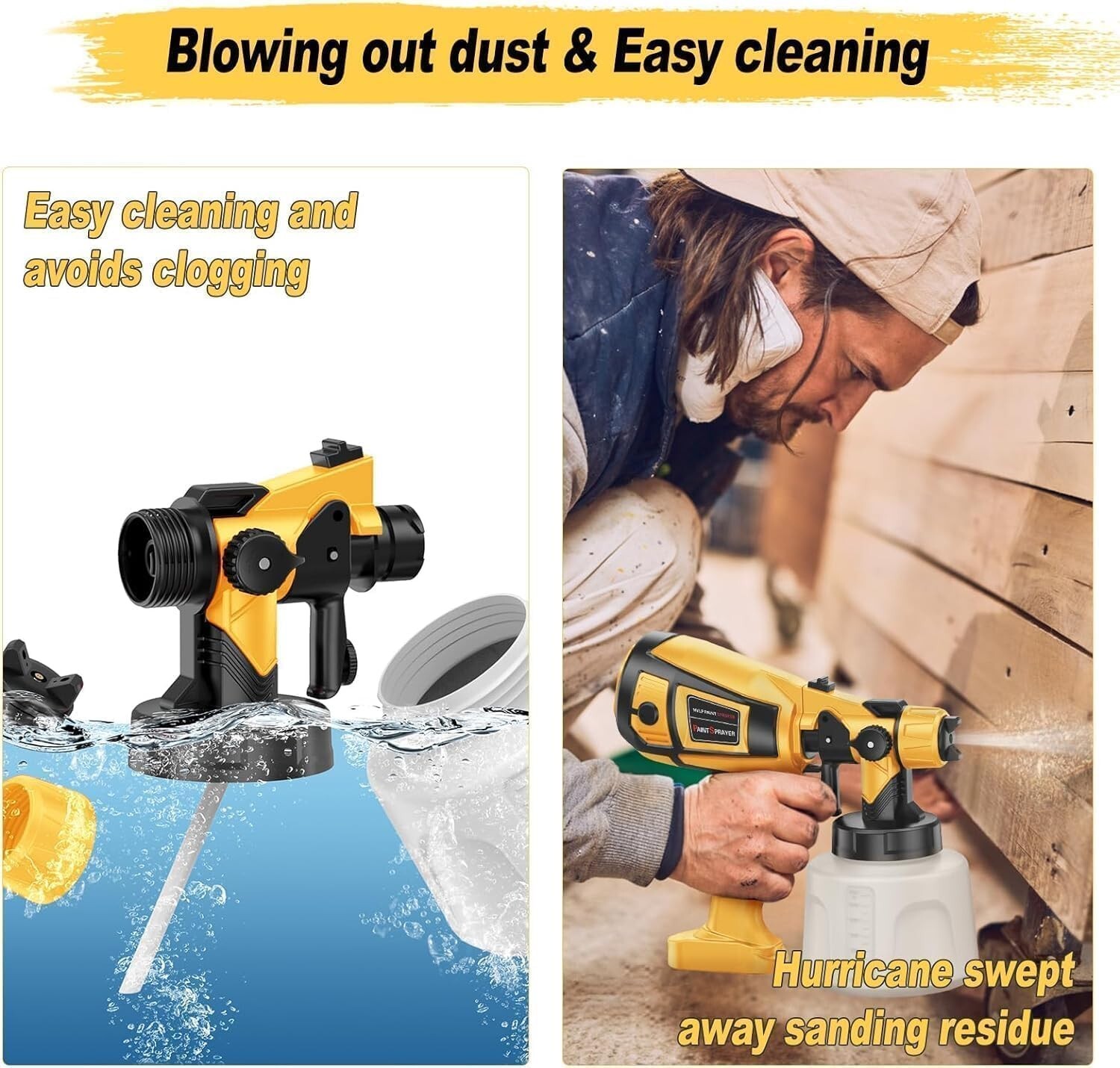 Paint Sprayer 1000W High Power Electric Spray Paint Gun with Adjustable Spray Wi