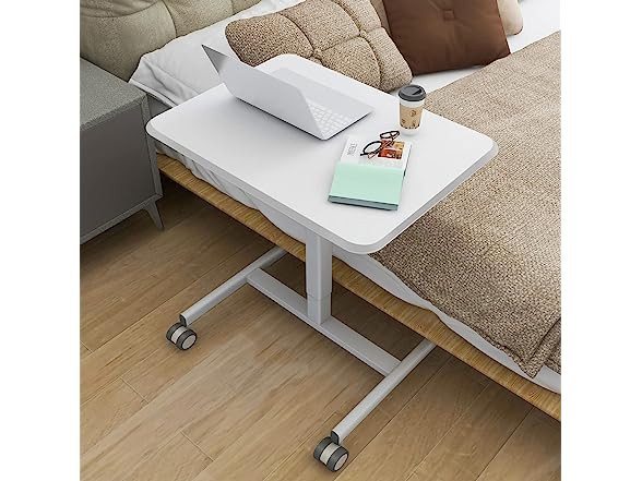Small Standing Desk - Adjustable Height Rolling Laptop Table on Wheels