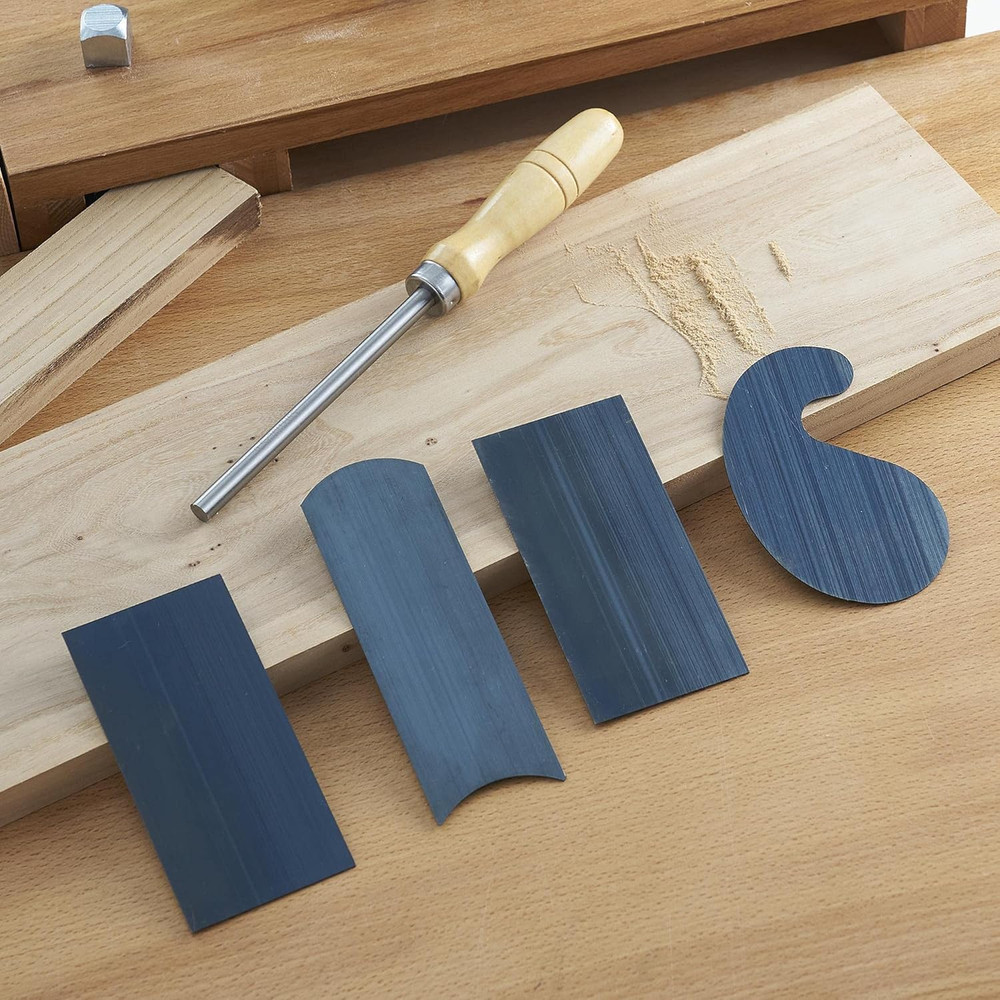 Cabinet Scraper Burnisher with 4 Piece Multi-Shaped Scraper Set 2 Rectangle 1 Cu