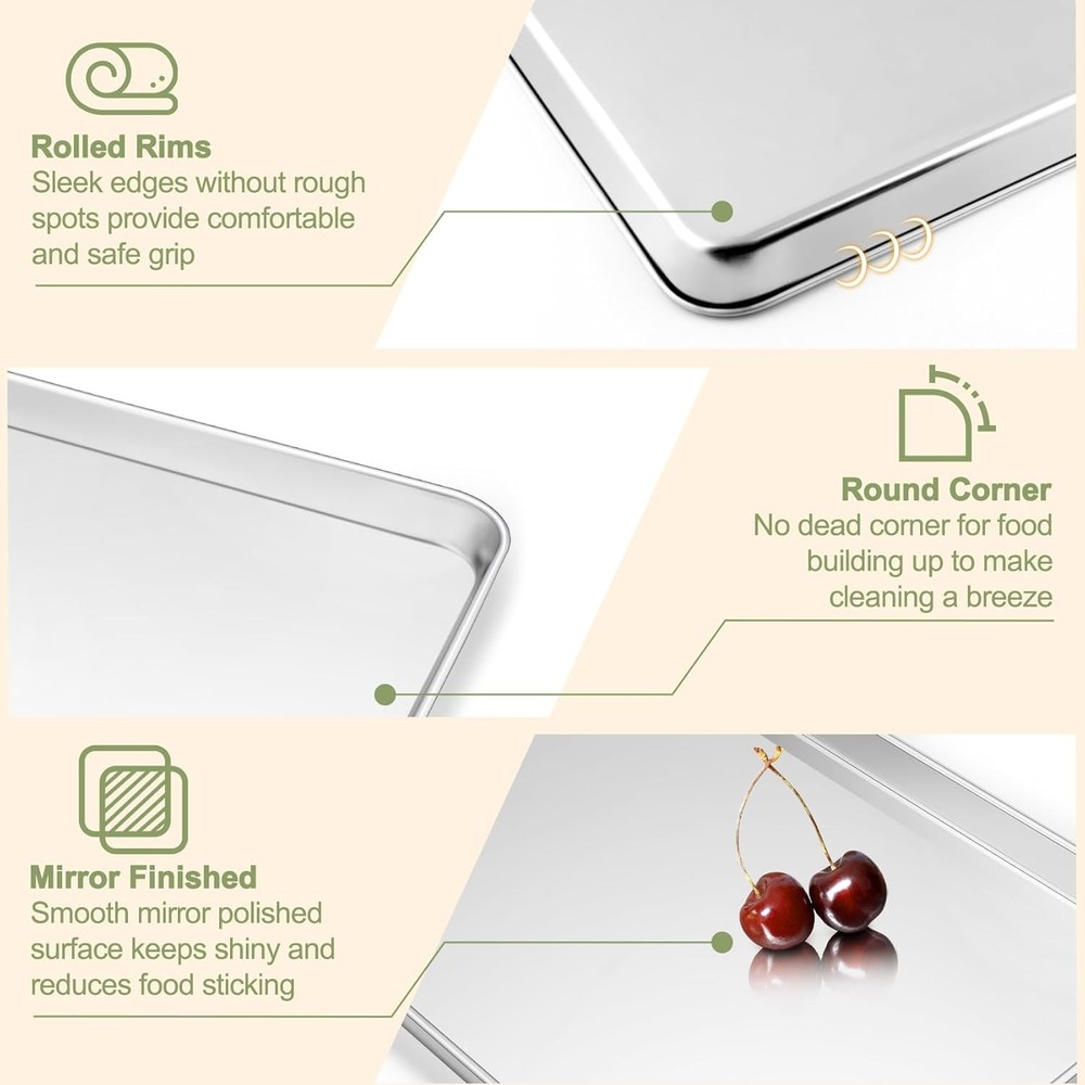 TeamFar Baking Sheet with Rack Set (3 16'' & 12.5'' 9'', Silver