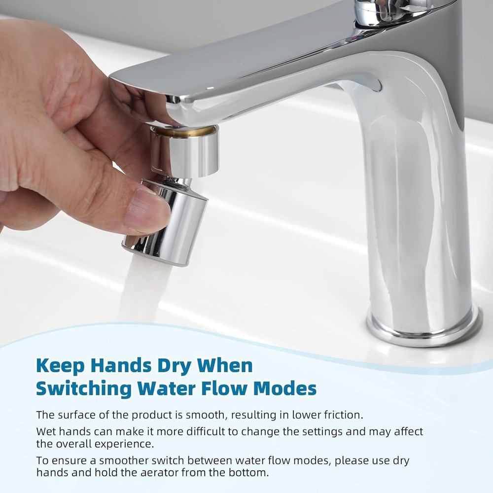 Durable Chrome Kitchen Sink Aerator - 360° Twist Design with Dual Functionality