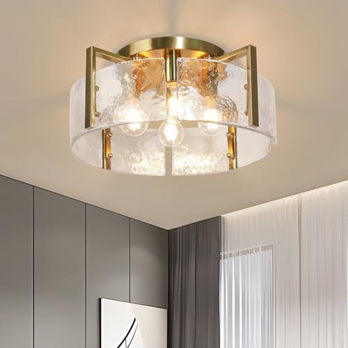 Gold Flush Mount Ceiling Light, 17.7'' Modern Ceiling Lights Gold,4-light