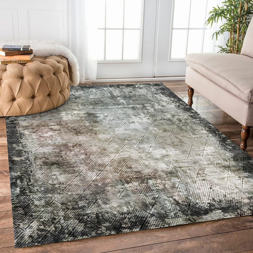YARNSCAPE 4' x 6' Washable Area Rug - x (Rectangular), Texture-blackish