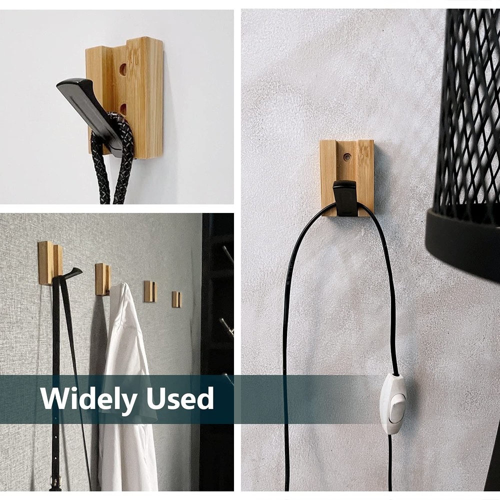 JSVER Wooden Wall Hooks Wall Mounted Wall Hooks, Single Organizer Hook Rack, ...